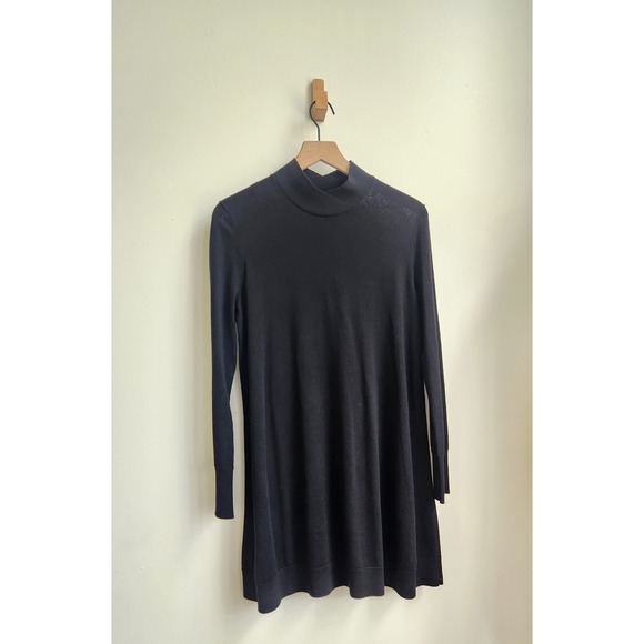 COS Dresses & Skirts - COS Mock Neck Wool A-Line Mini Dress Women S Black Long Sleeve Minimalist Luxury